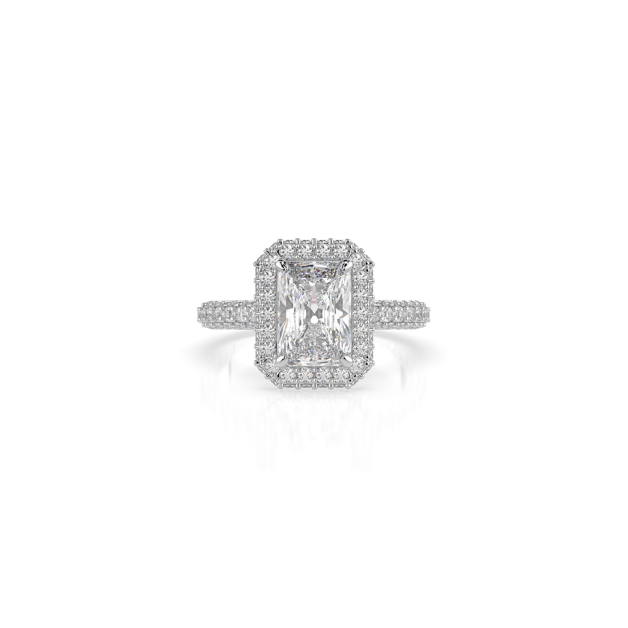 14k Radiant Cut Triple Pave Ring