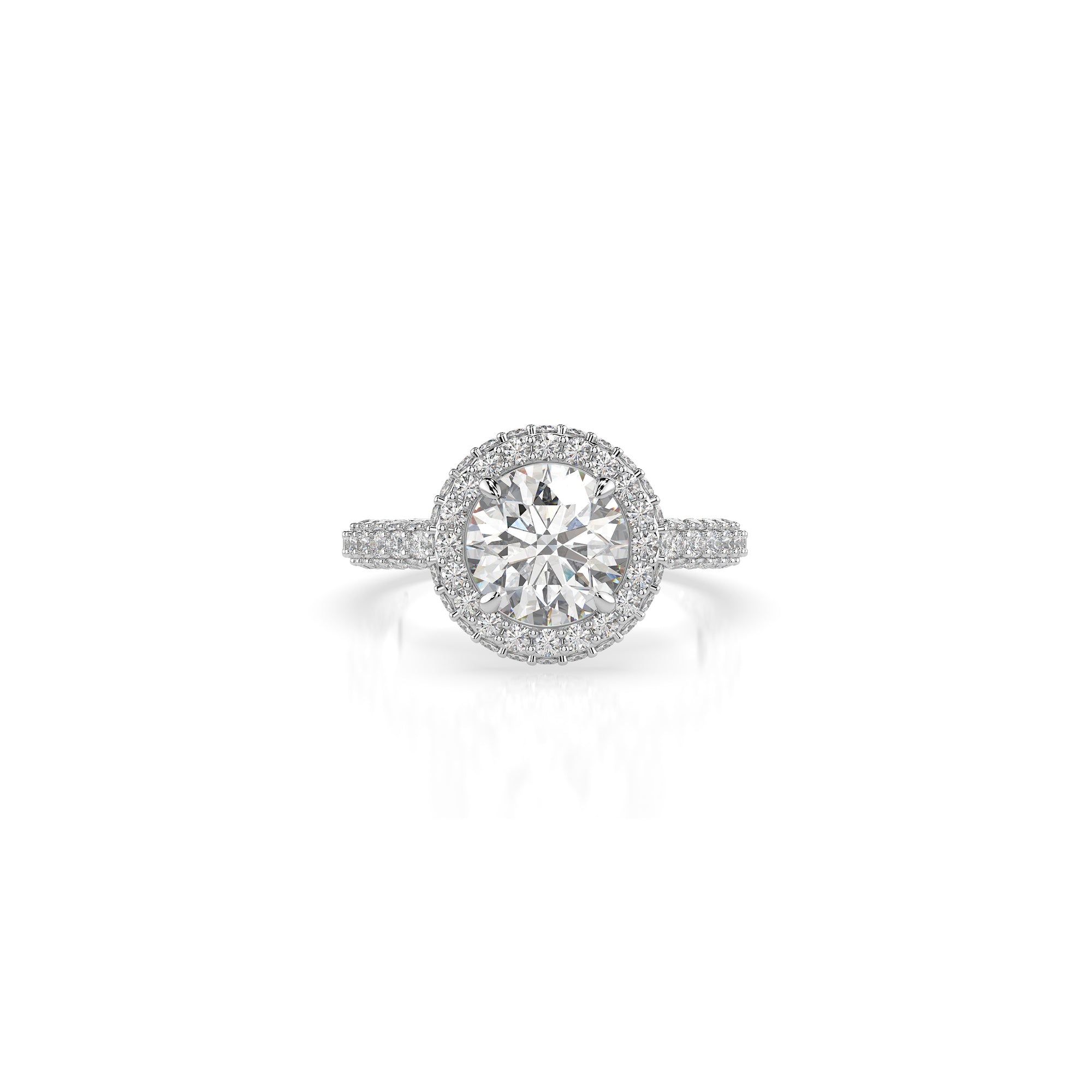 14k Round Triple Pave Ring