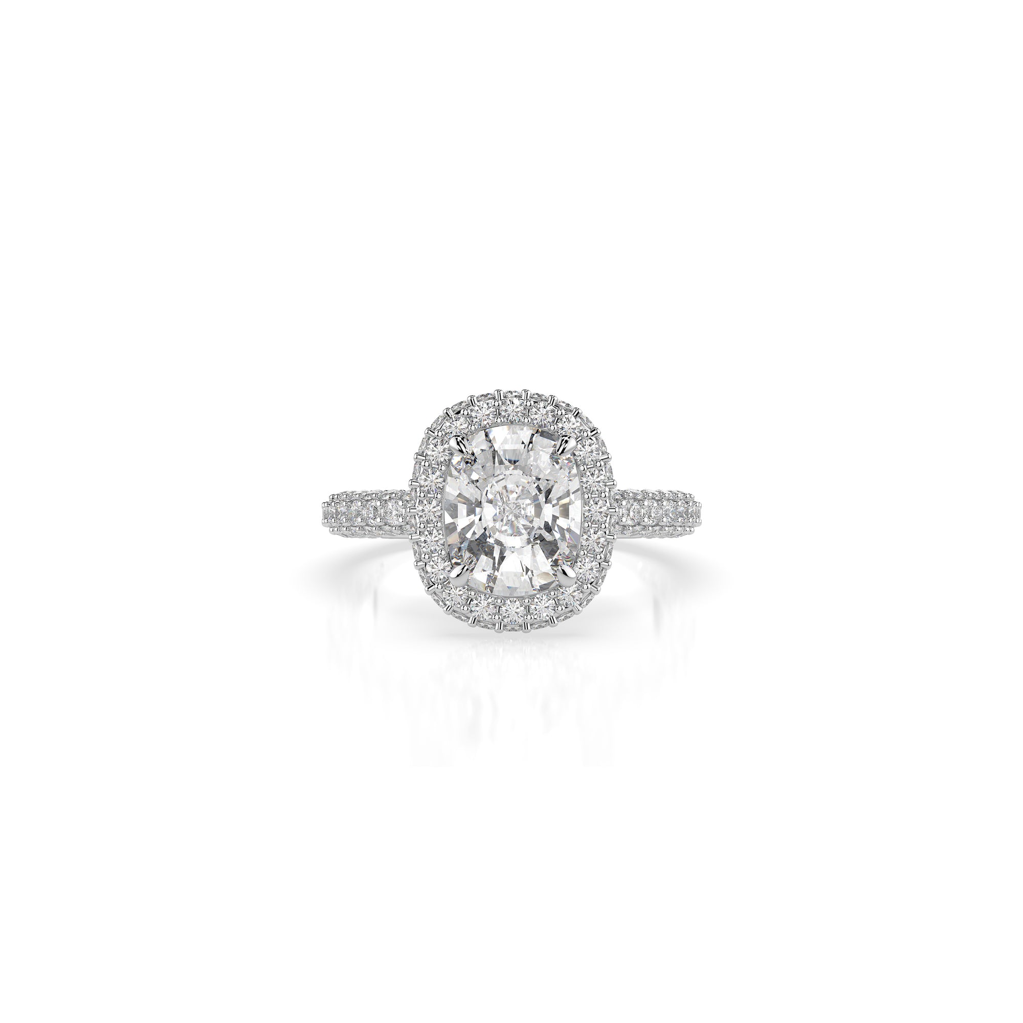 14k Cushion Cut Triple Pave Ring