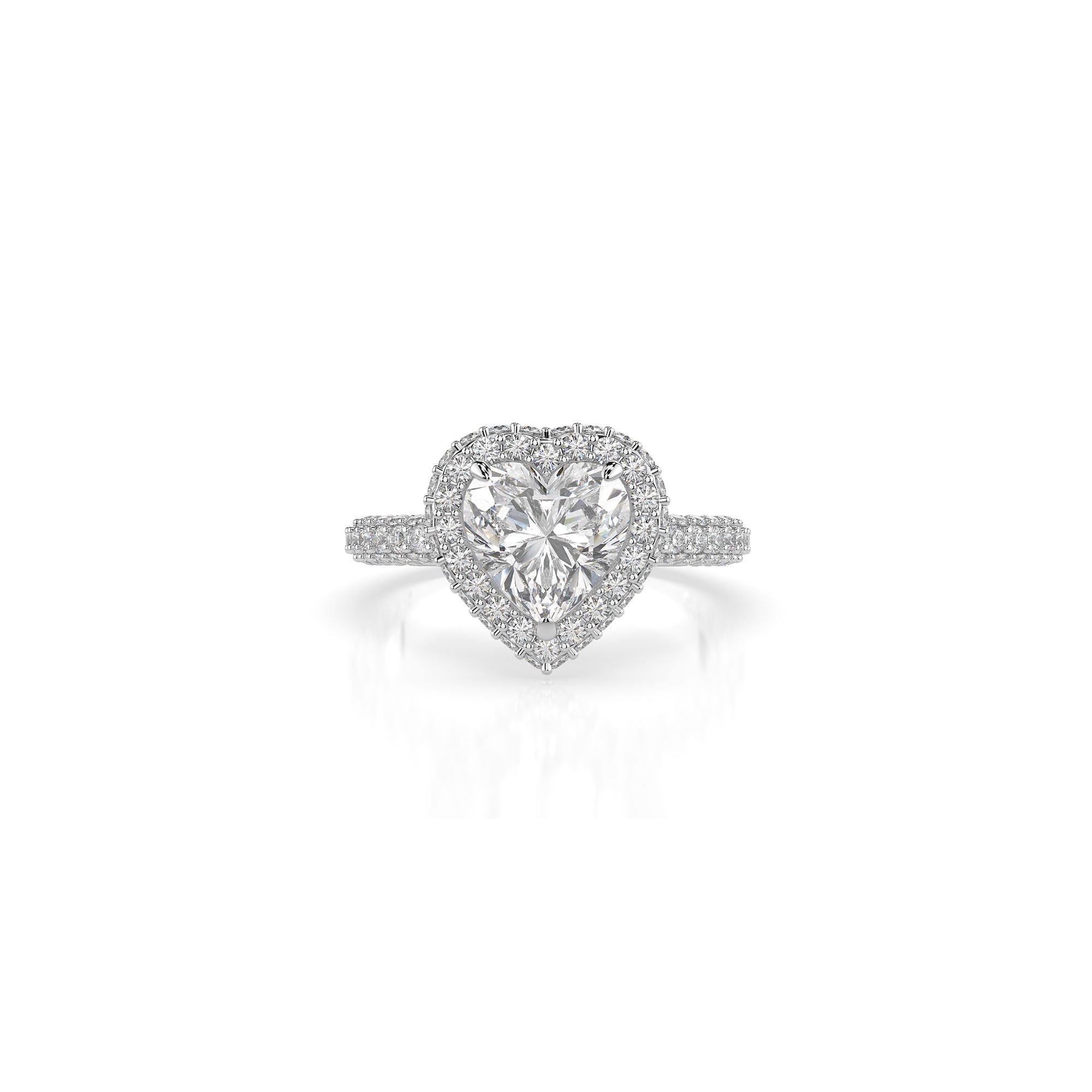 14k Heart Shape Triple Pave Ring