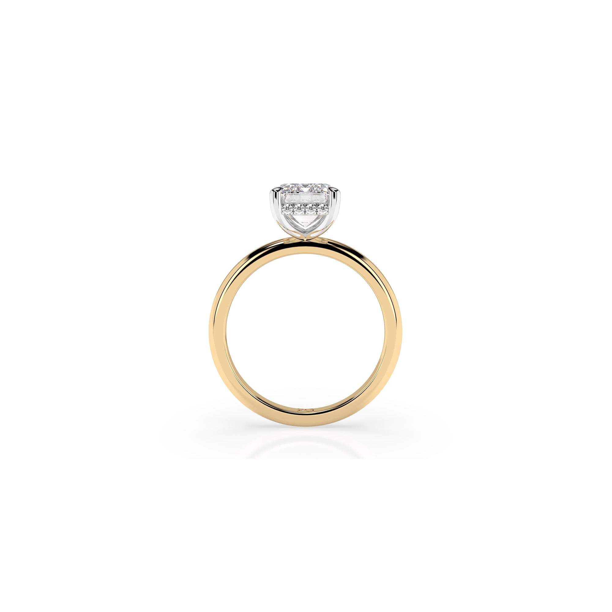 14k Emerald Cut Solitaire Ring | Hidden Halo