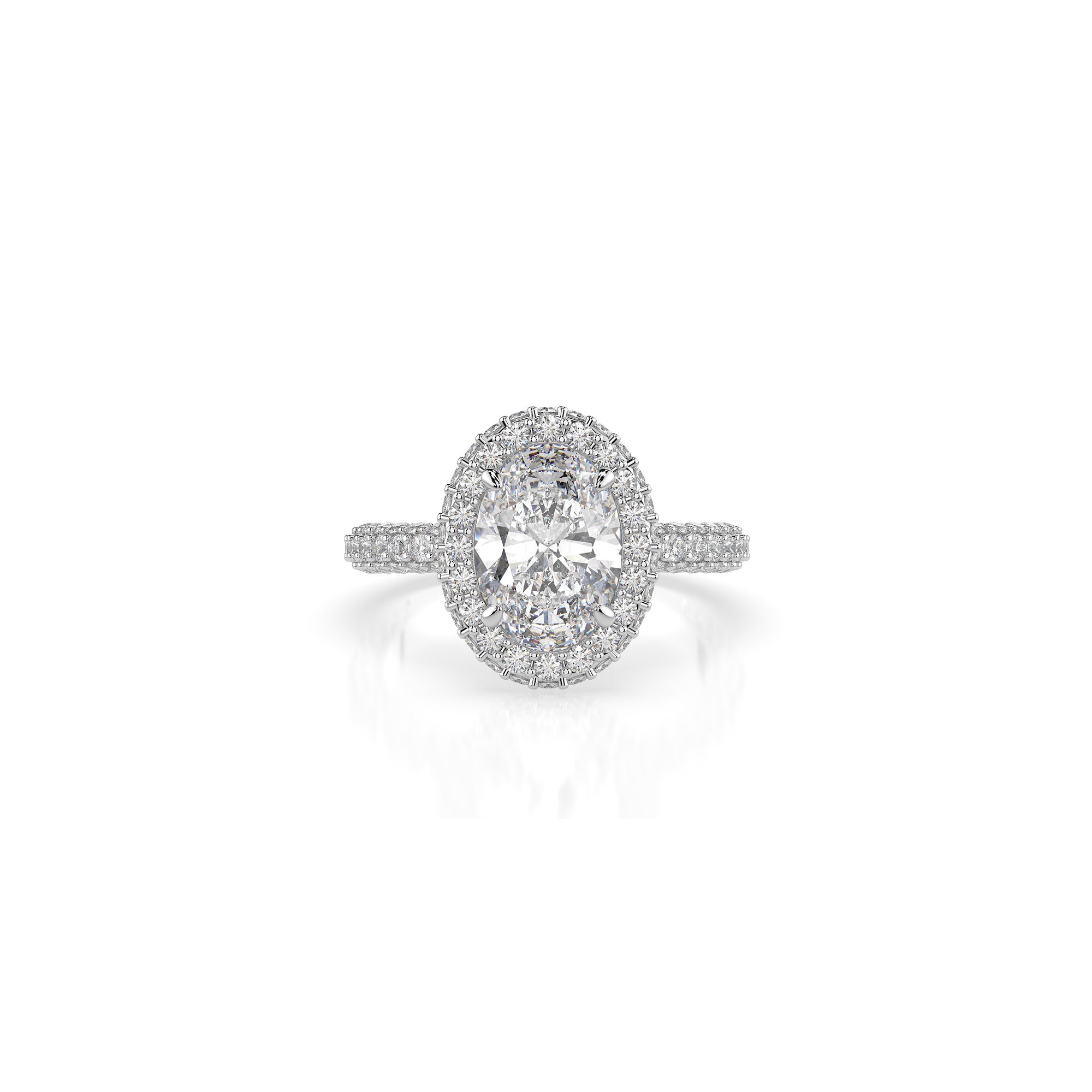 14k Oval Cut Triple Pave Ring