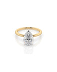 14k Pear Cut Solitaire Ring | Hidden Halo