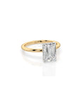 14k Emerald Cut Solitaire Ring | Hidden Halo