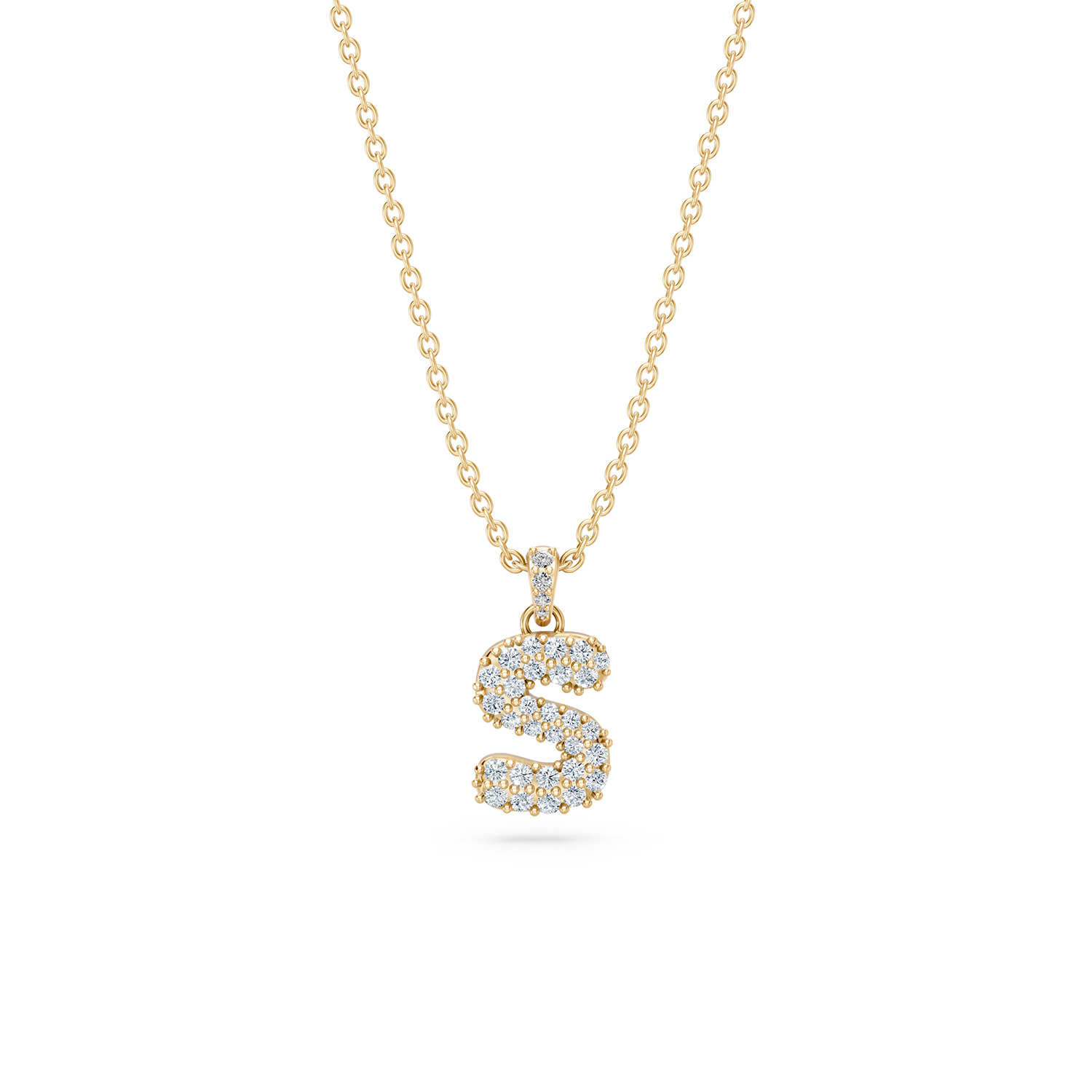 14k Diamond Bubble Letter Necklace