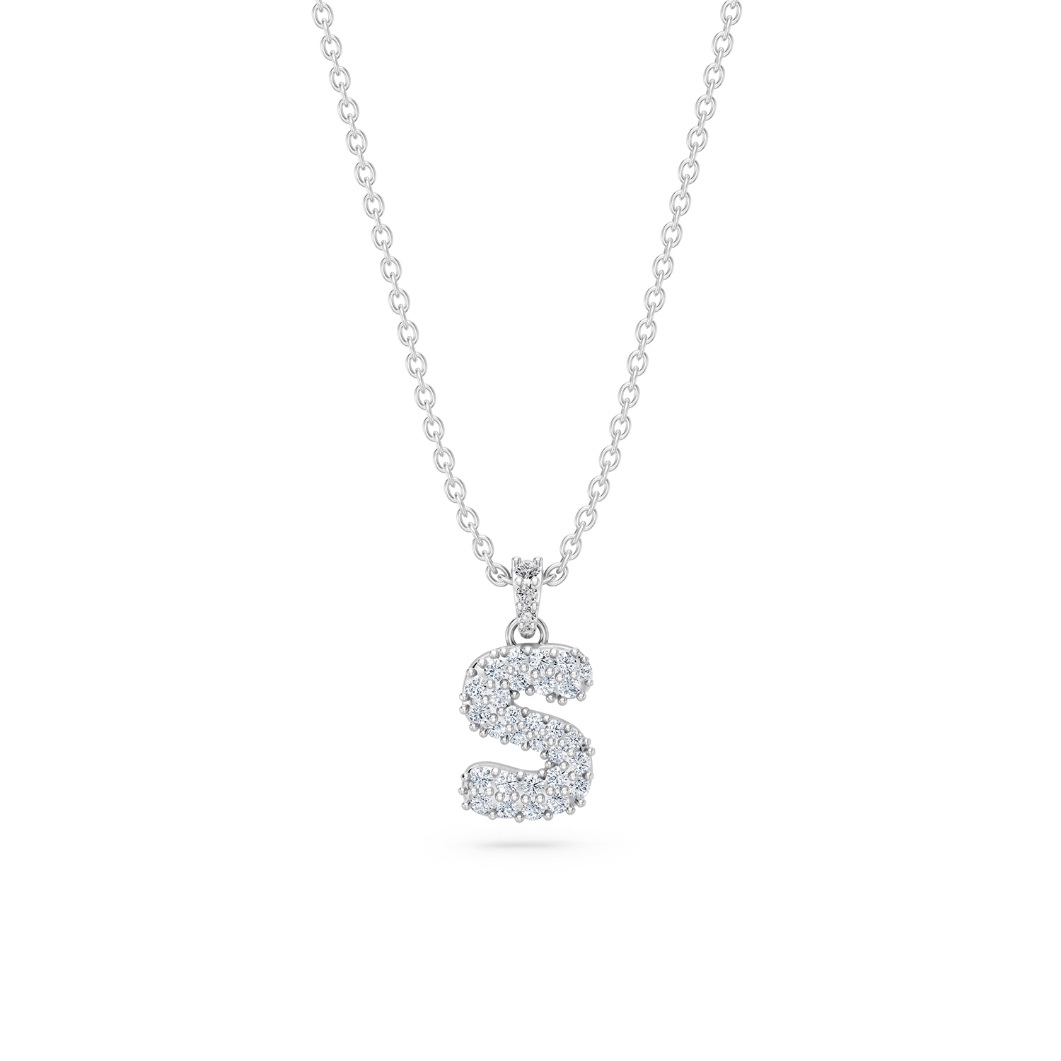 14k Diamond Bubble Letter Necklace