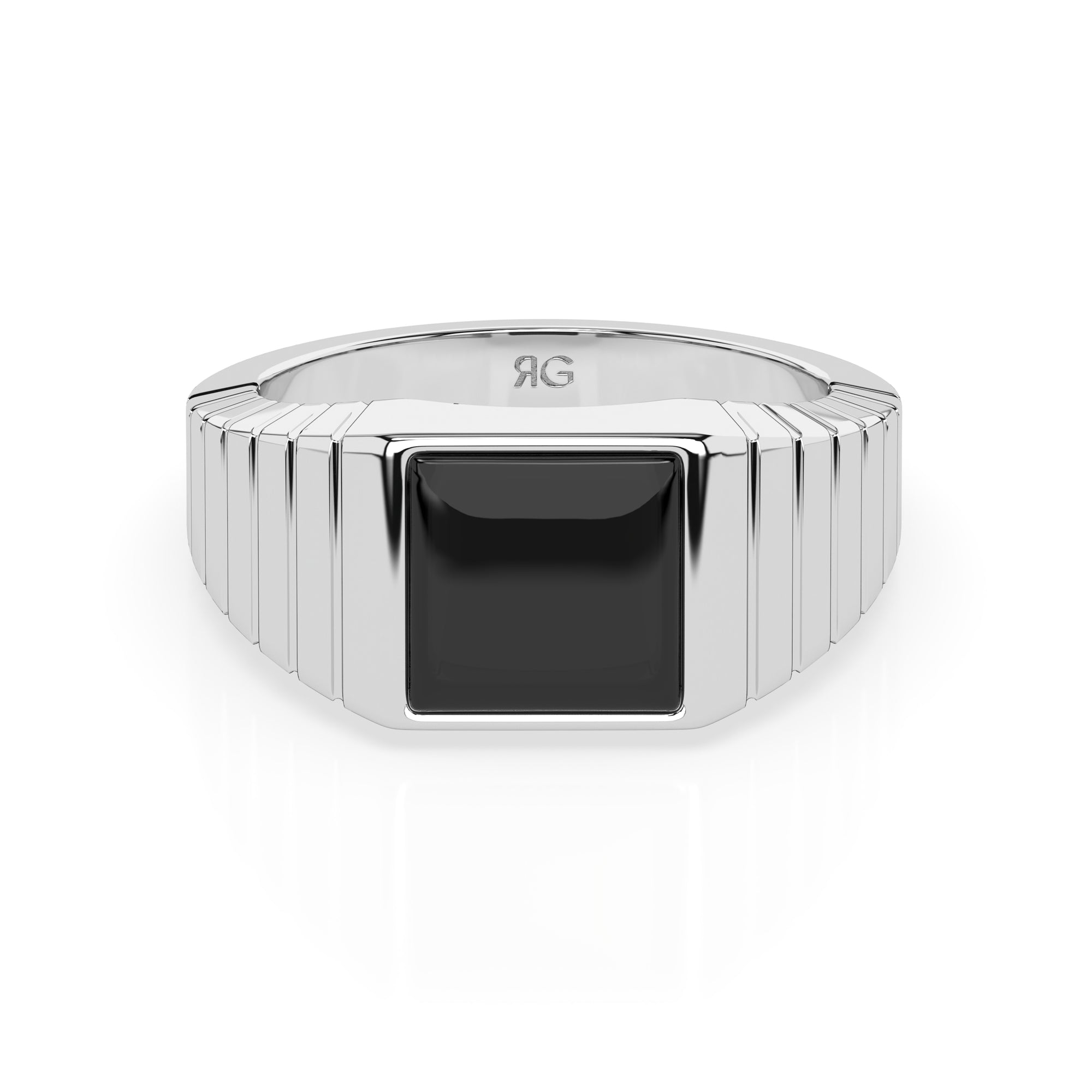 14k Black Onyx Ribbed Ring
