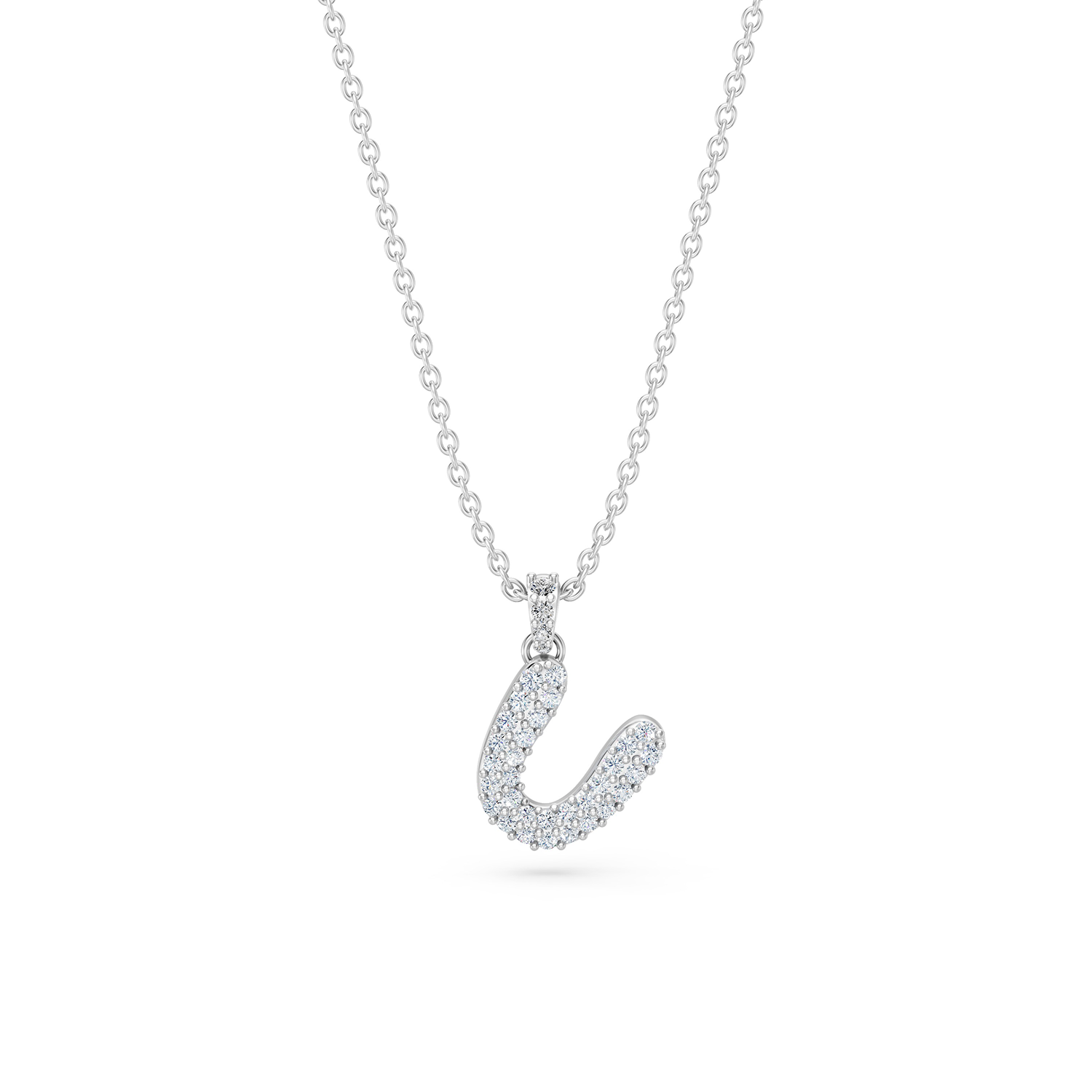 14k Diamond Bubble Letter Necklace