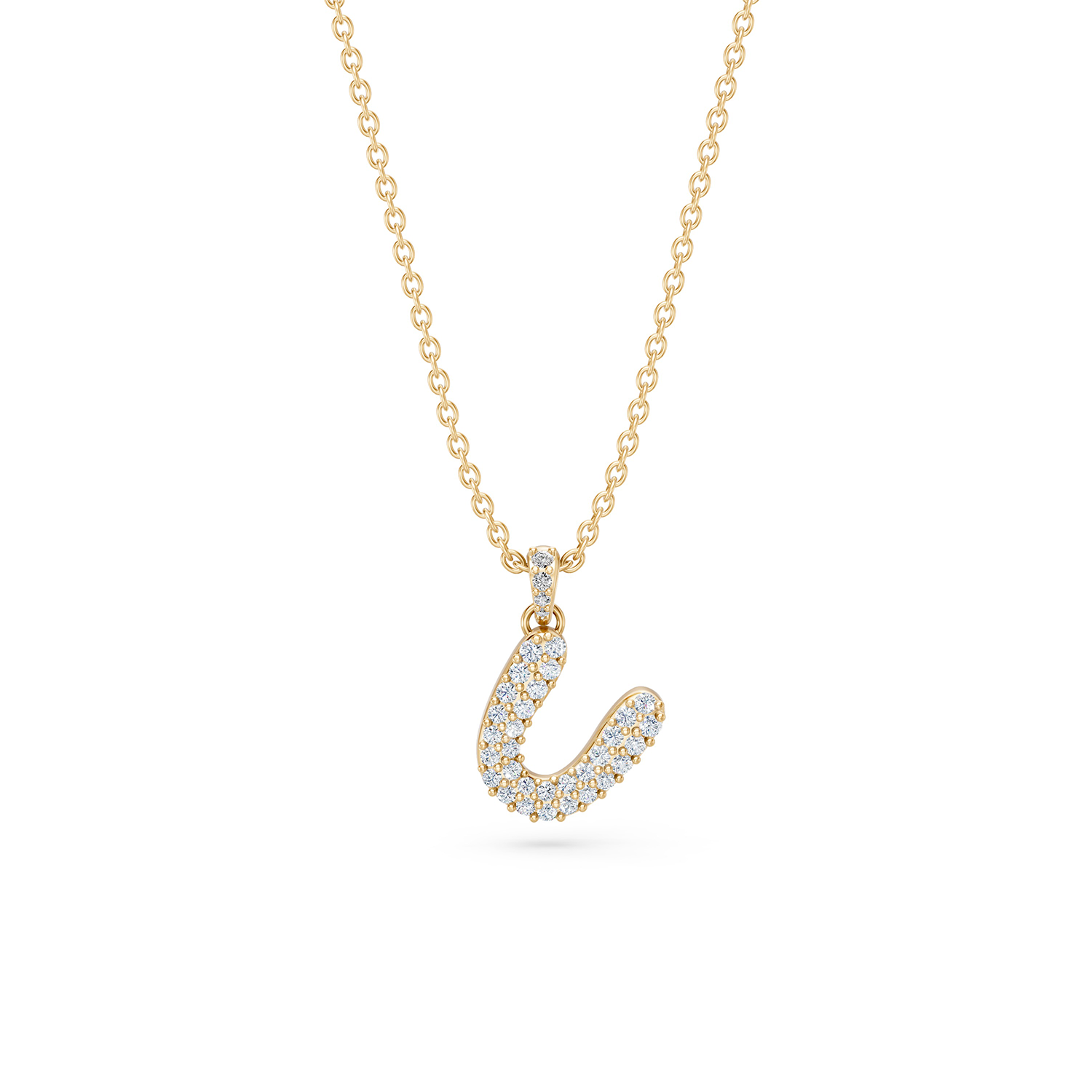 14k Diamond Bubble Letter Necklace