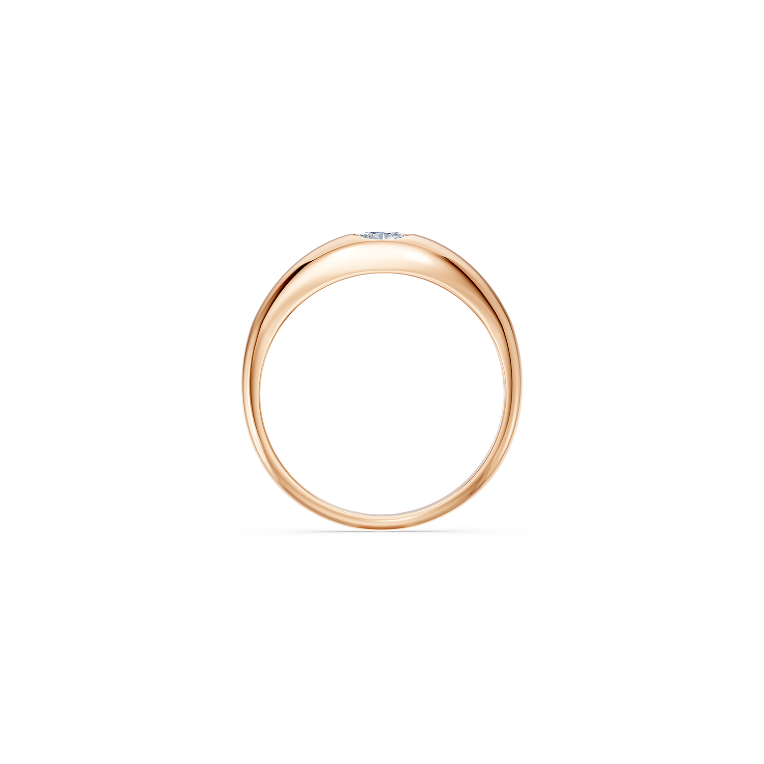 14k Little Oval Diamond Dome Ring