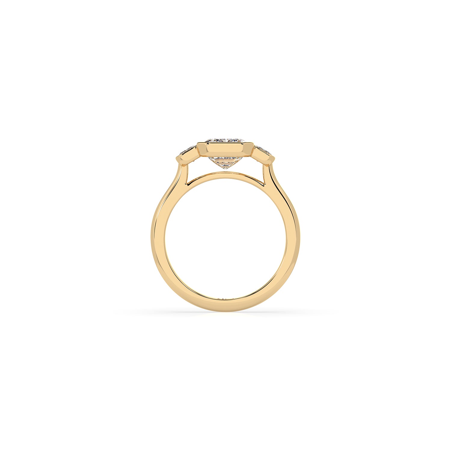 14k Emerald-Cut Trinity Bezel Ring