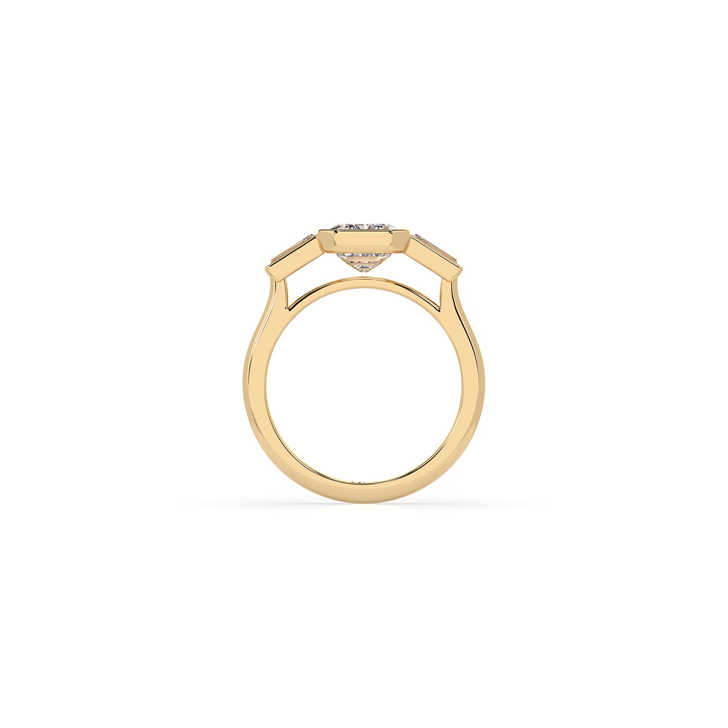 14k Emerald-Cut Axis Bezel Ring