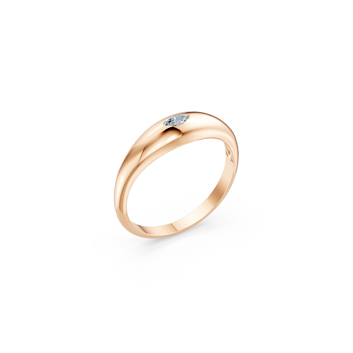 14k Little Marquise Diamond Dome Ring