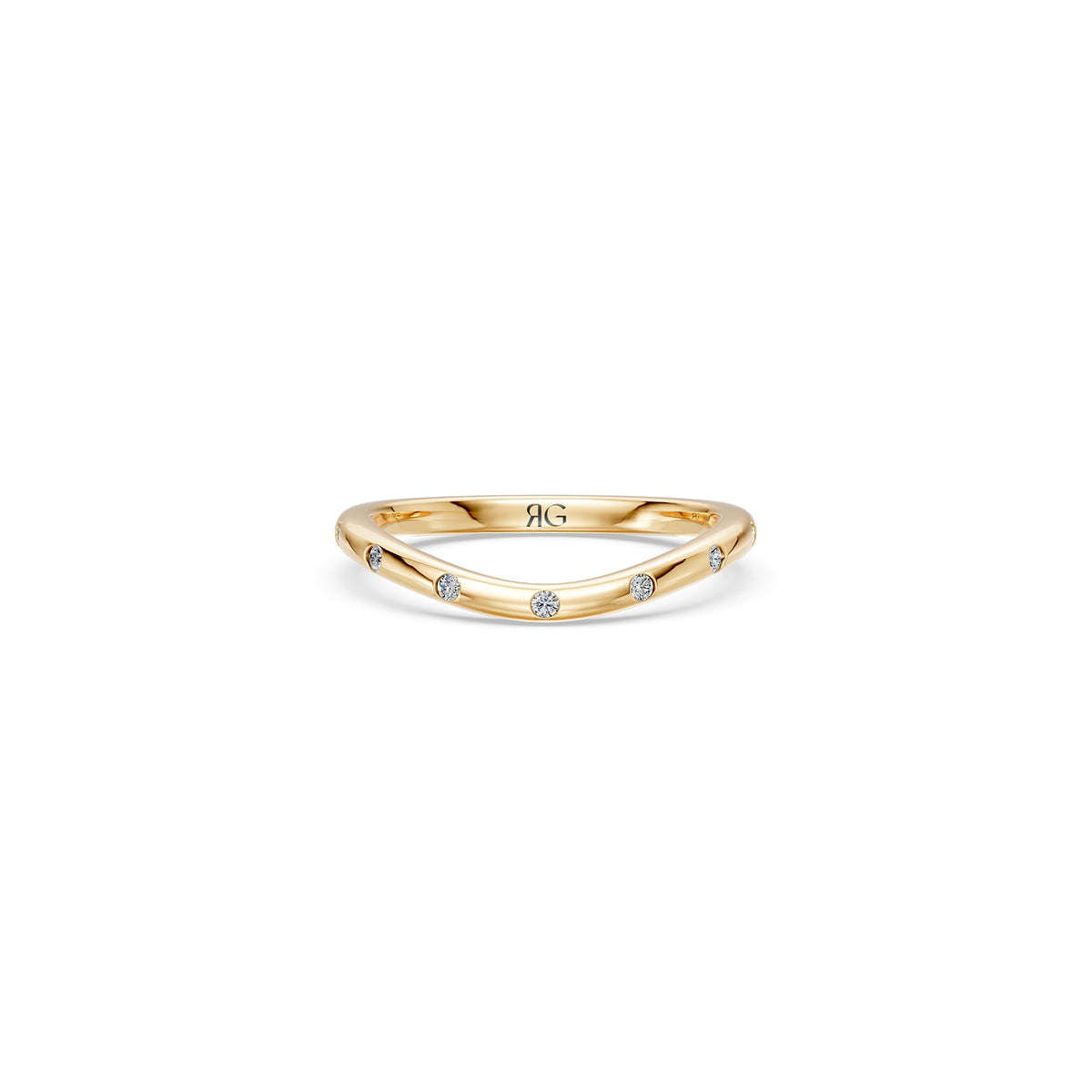 14k Curved Diamond Luna Stacker
