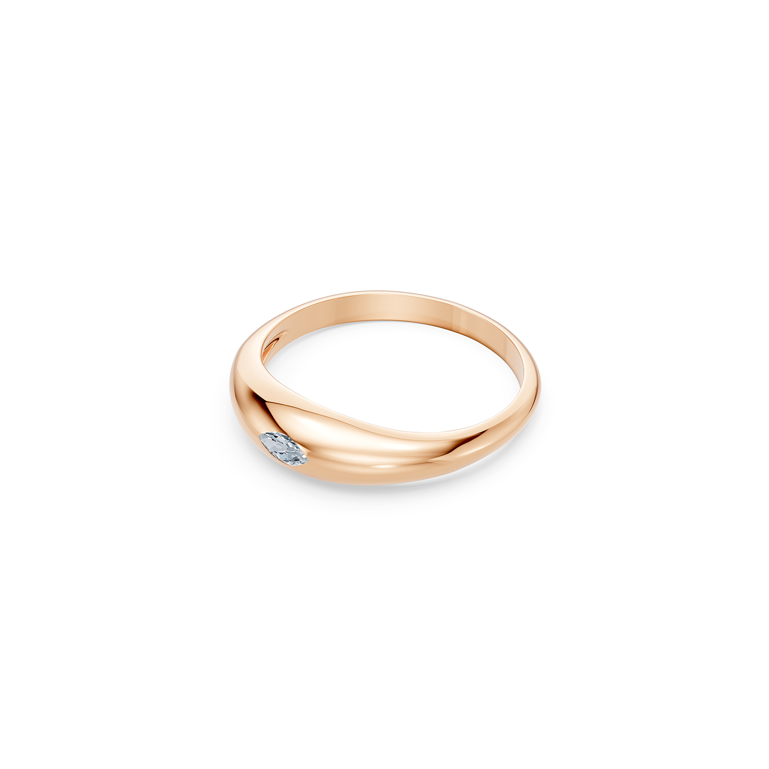 14k Little Marquise Diamond Dome Ring