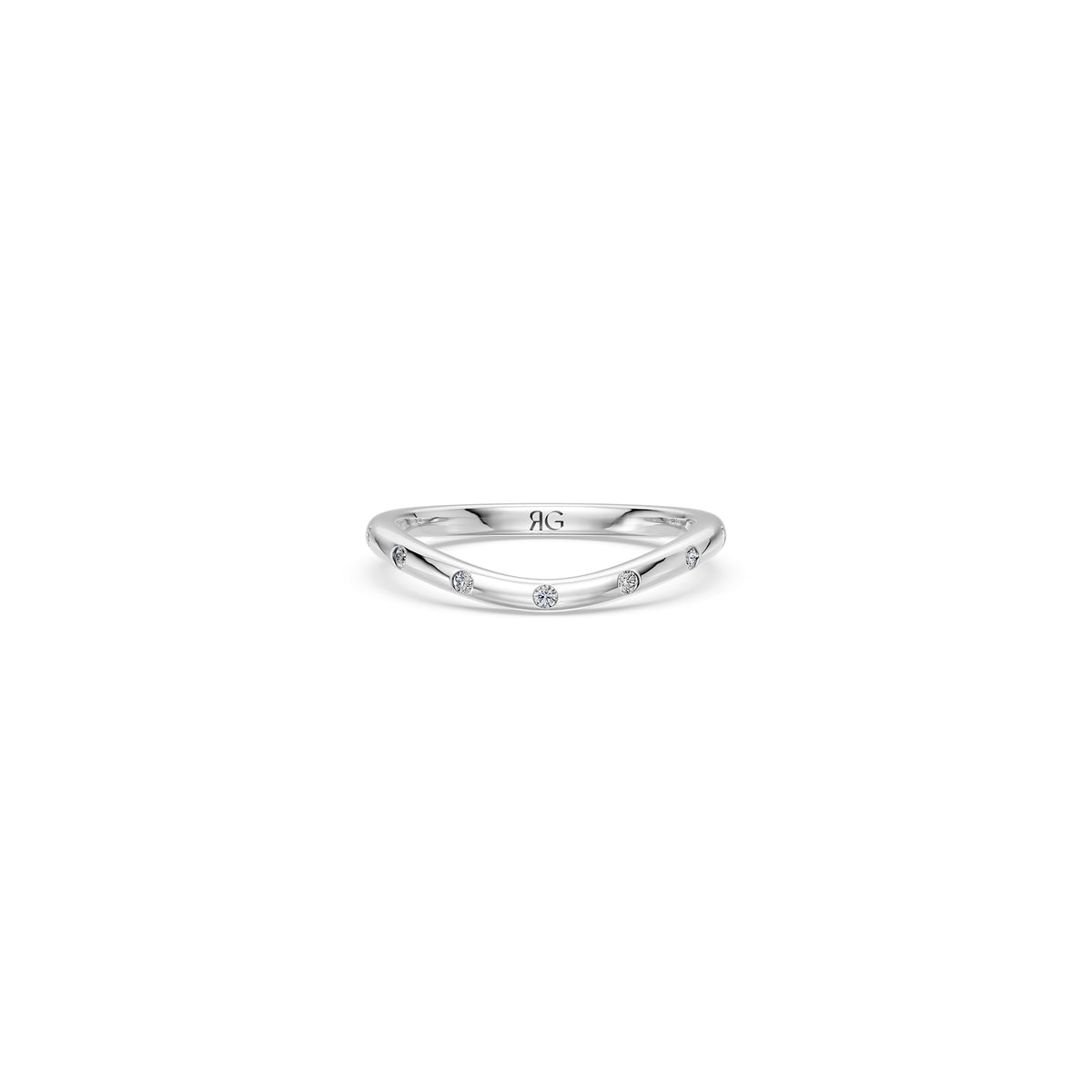 14k Curved Diamond Luna Stacker