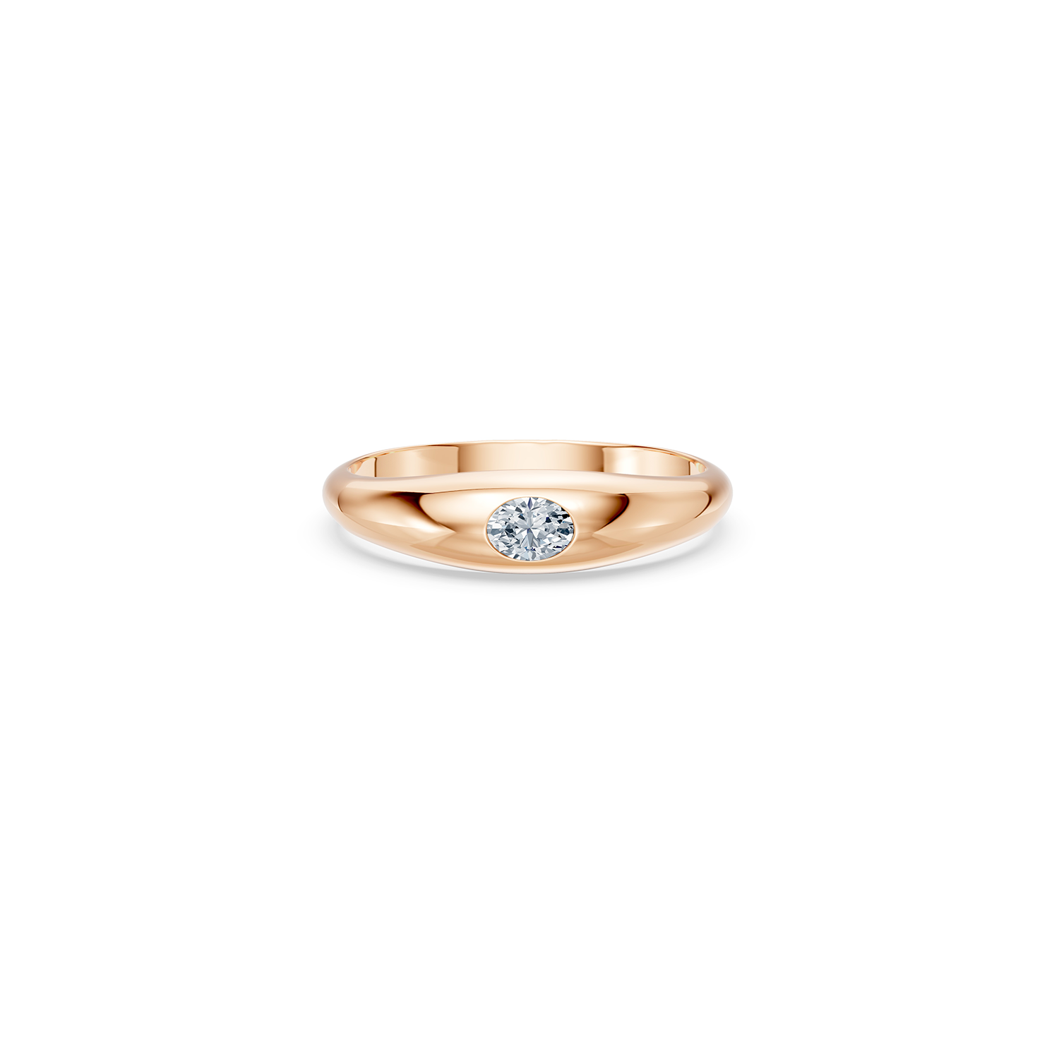 14k Little Oval Diamond Dome Ring