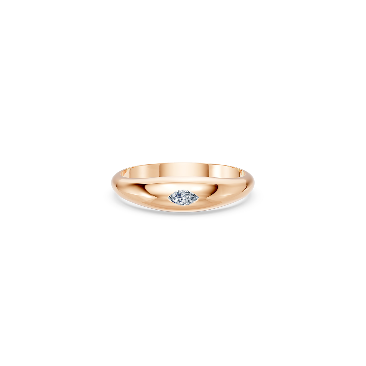 14k Little Marquise Diamond Dome Ring