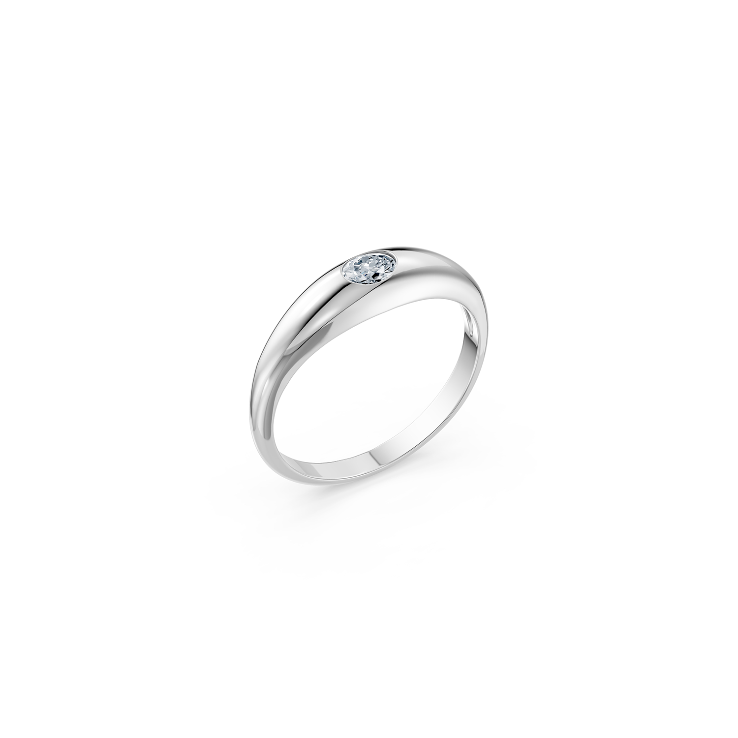 14k Little Oval Diamond Dome Ring