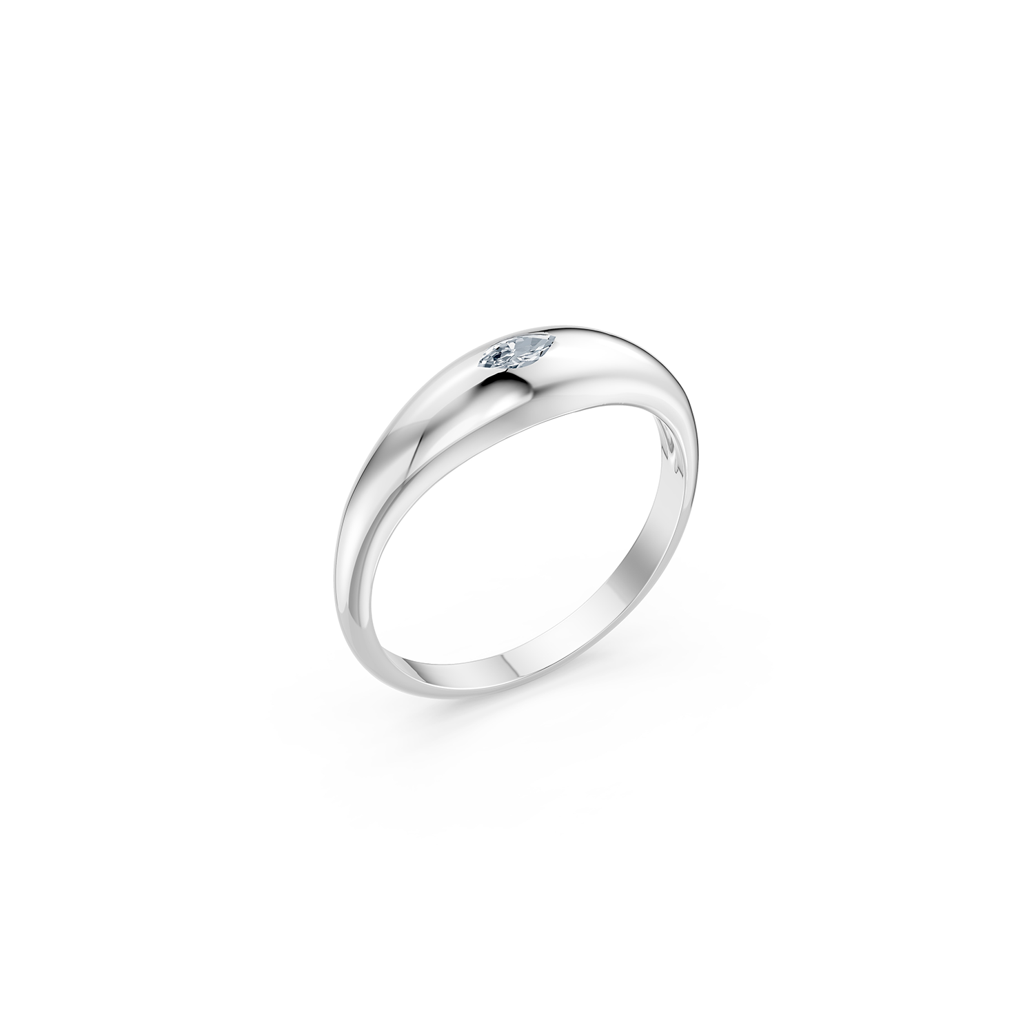 14k Little Marquise Diamond Dome Ring