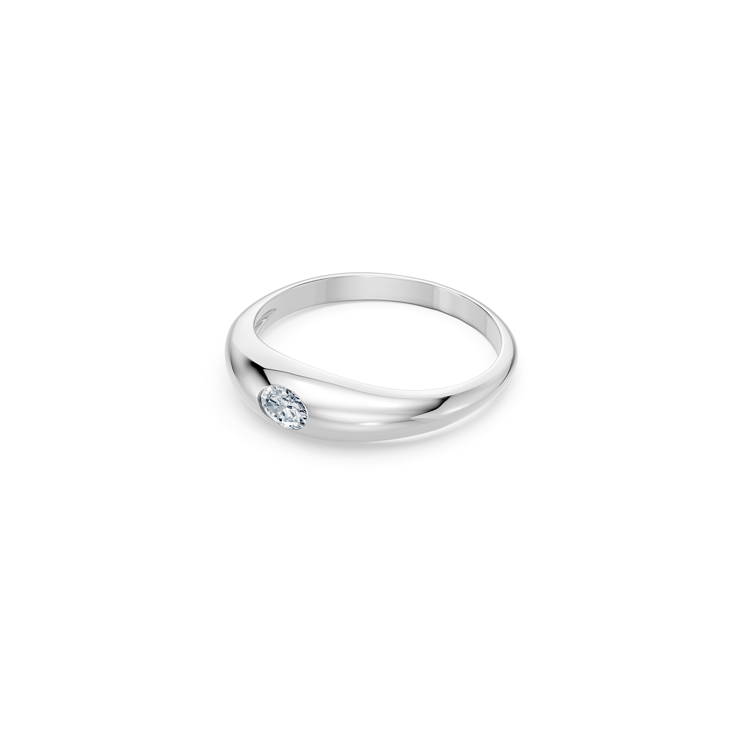 14k Little Oval Diamond Dome Ring