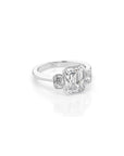14k Emerald-Cut Trinity Bezel Ring