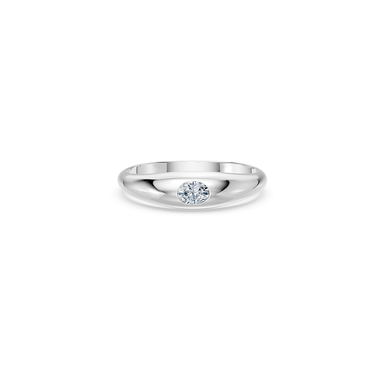 14k Little Oval Diamond Dome Ring