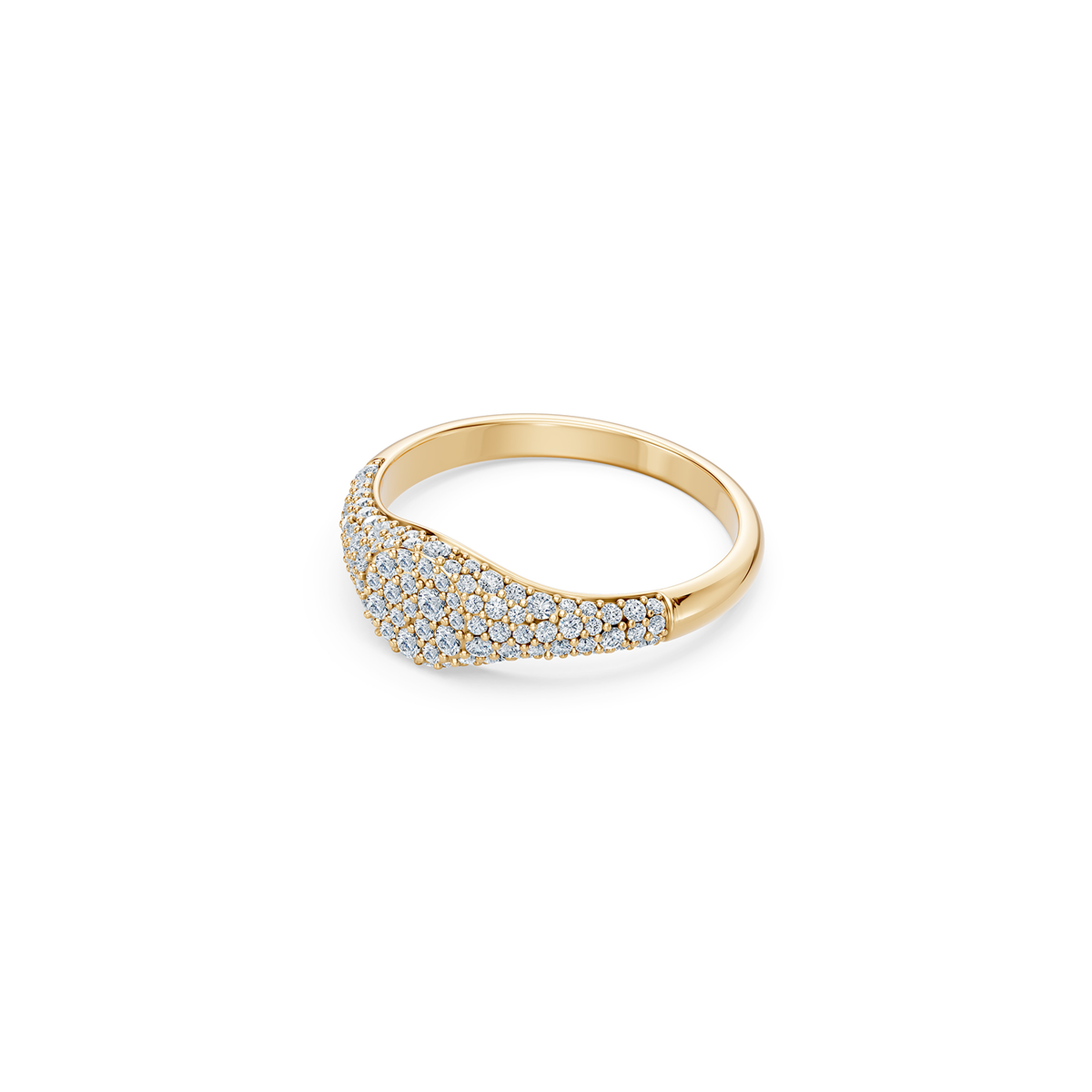 14k Petite Pavé Signet Ring