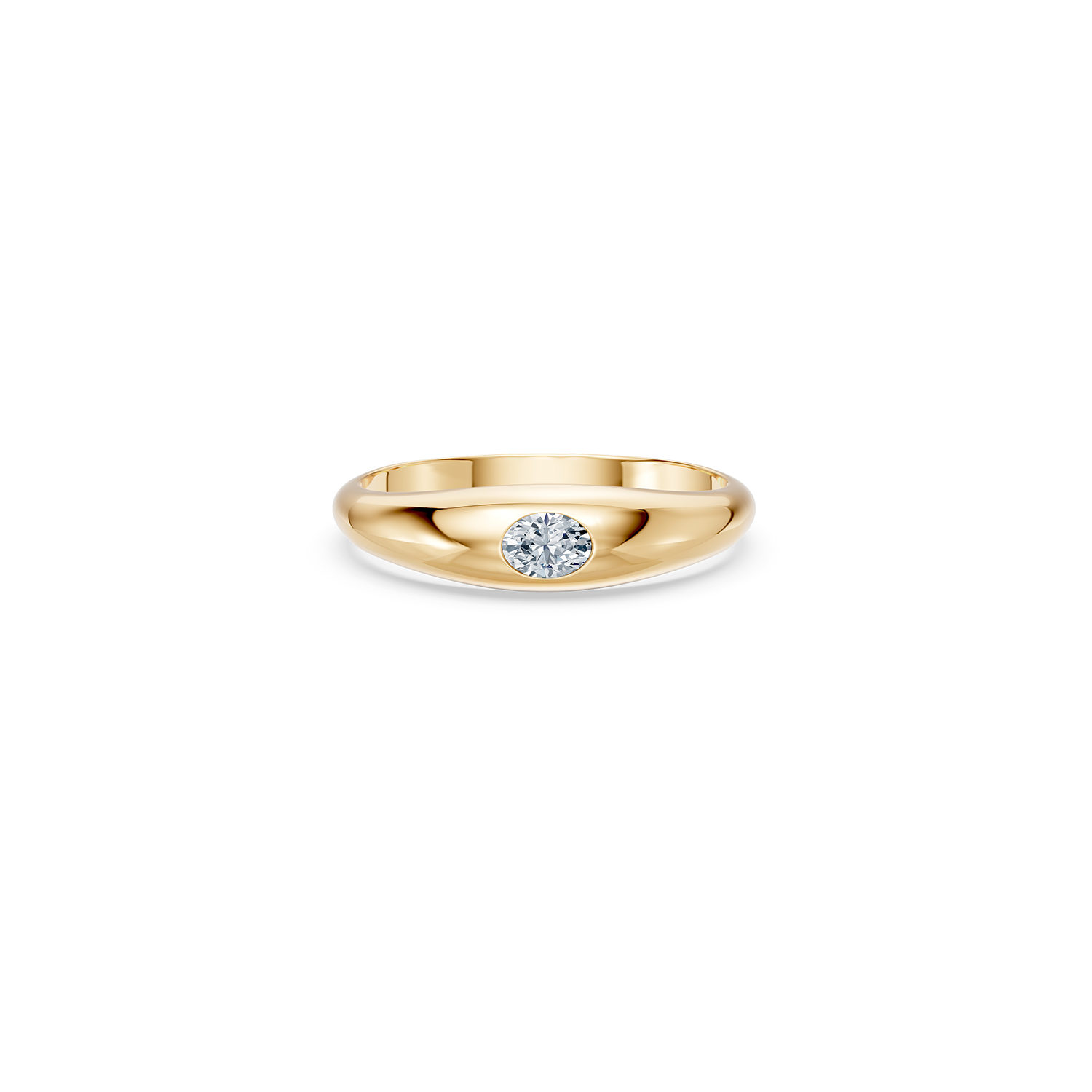 14k Little Oval Diamond Dome Ring