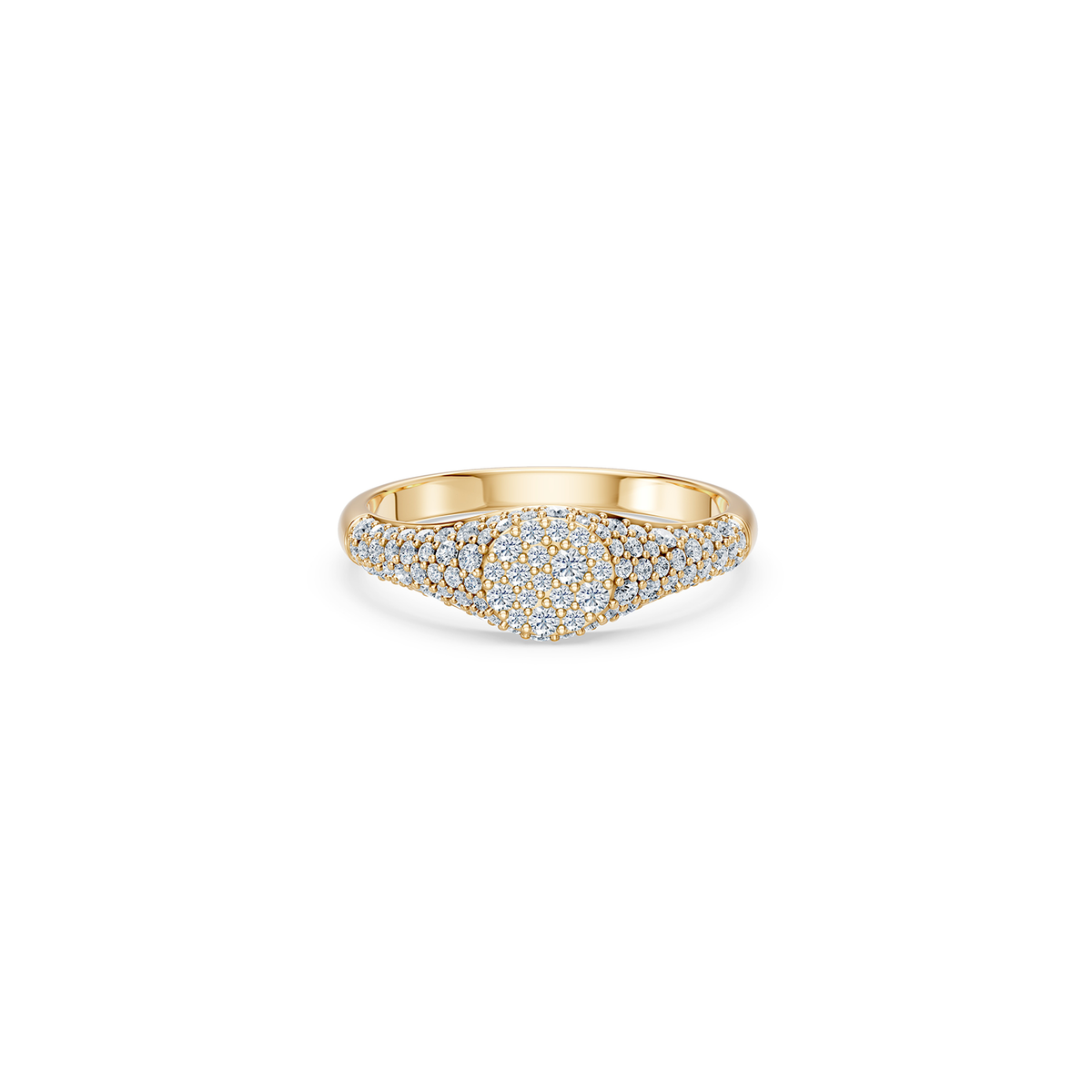 14k Petite Pavé Signet Ring