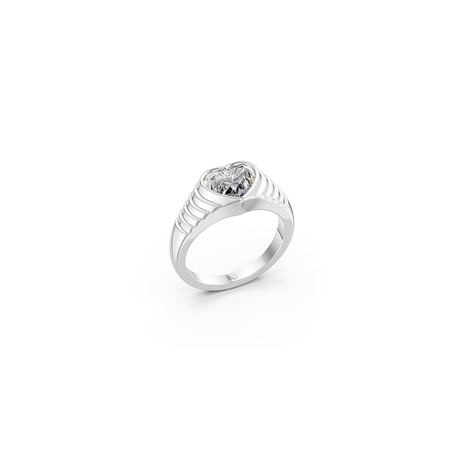 14 Heart Diamond Pyramid Ring