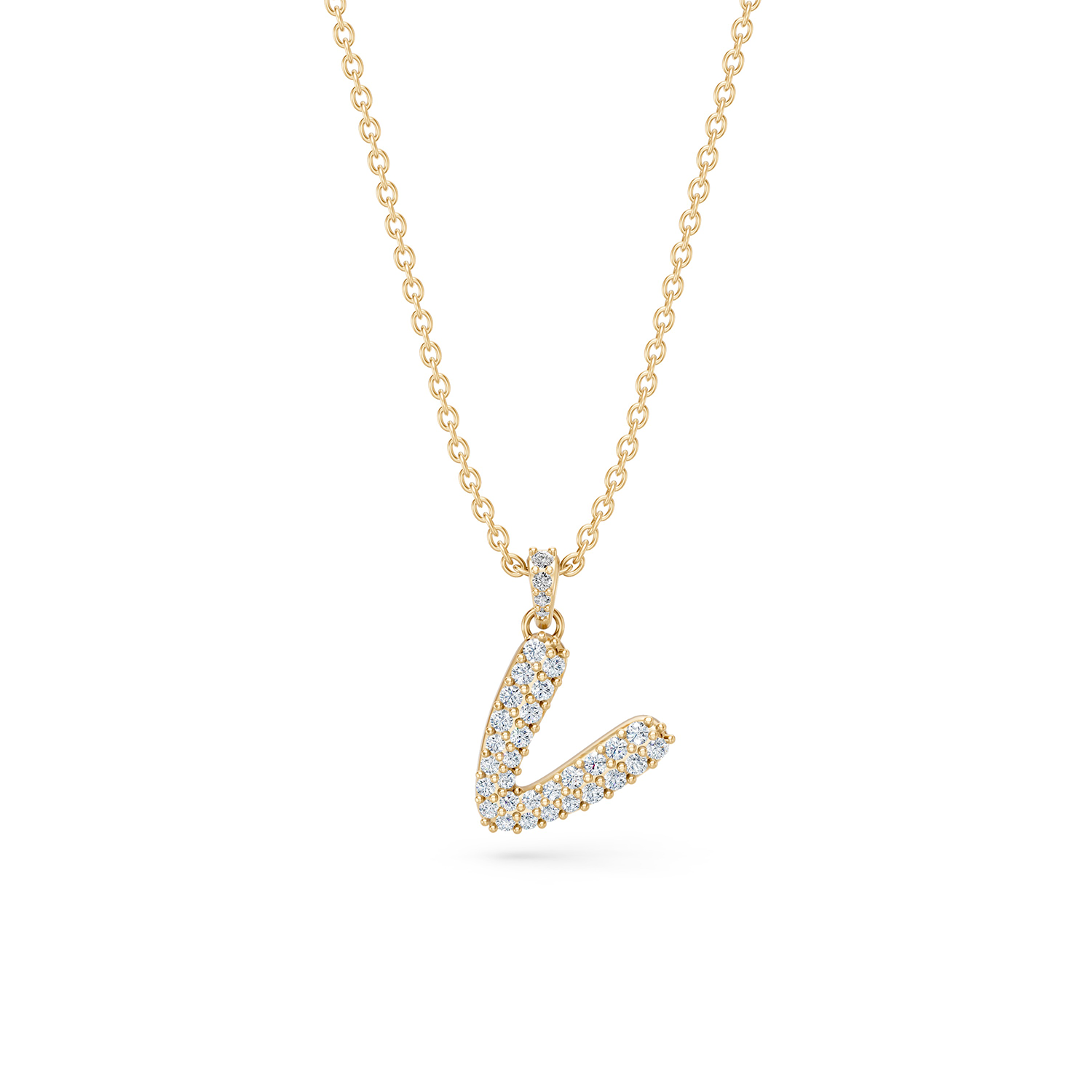 14k Diamond Bubble Letter Necklace