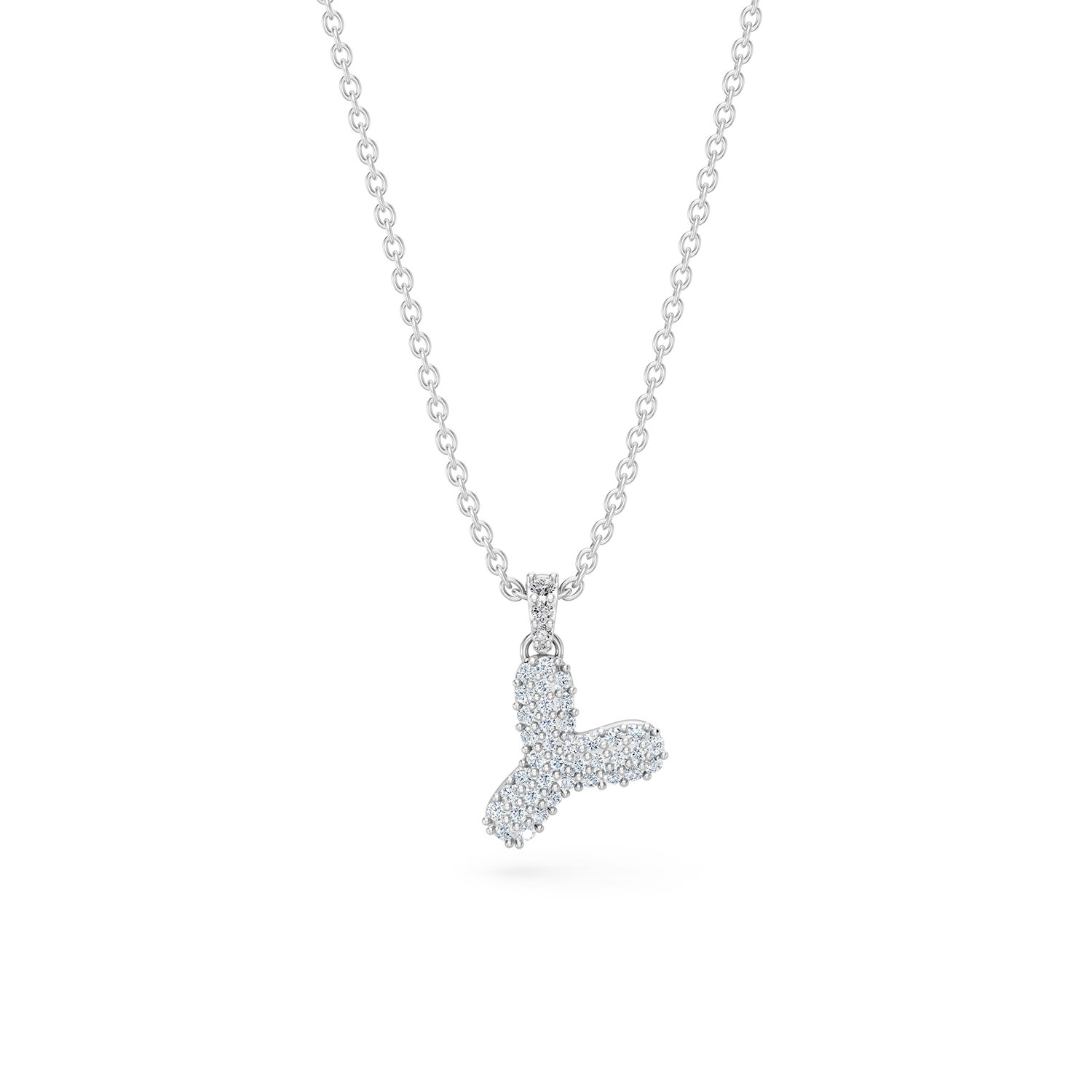 14k Diamond Bubble Letter Necklace