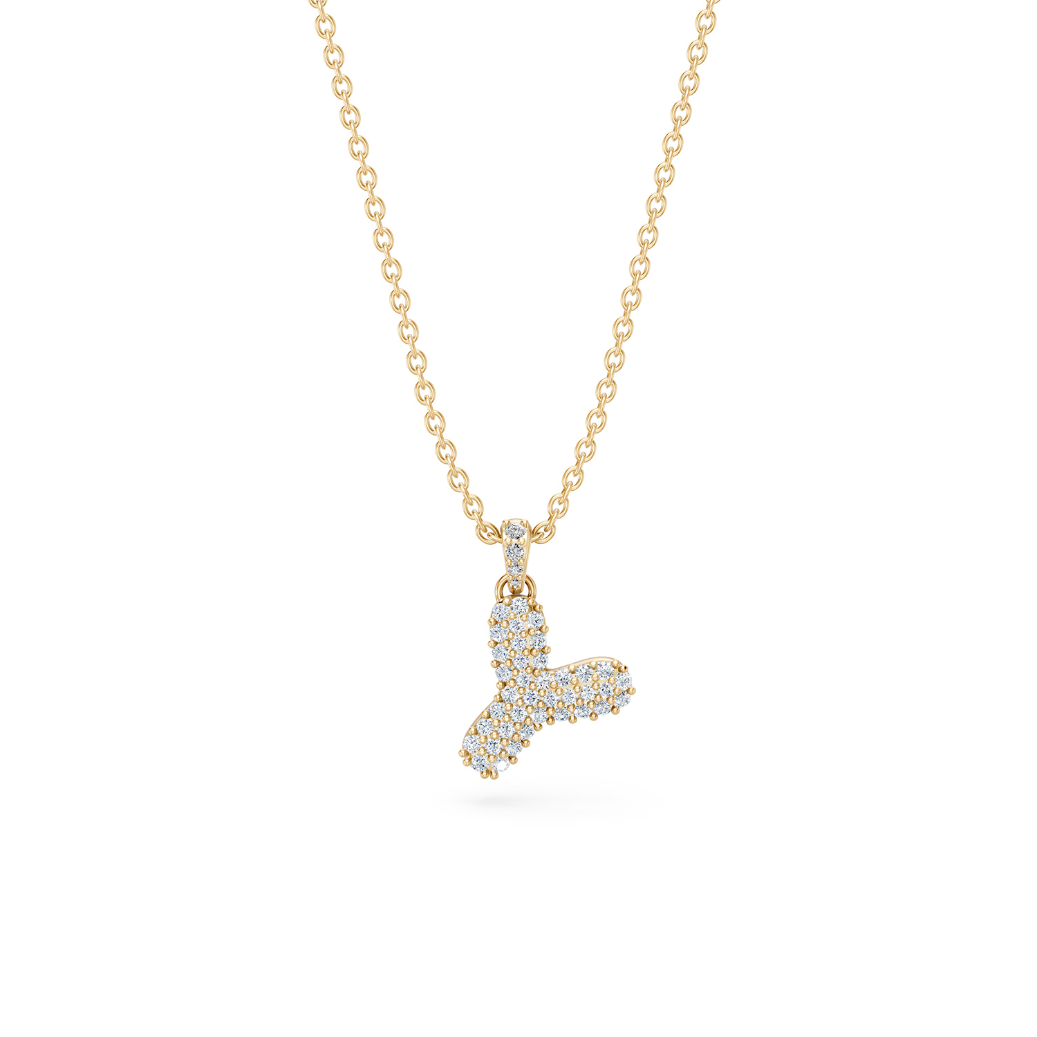14k Diamond Bubble Letter Necklace