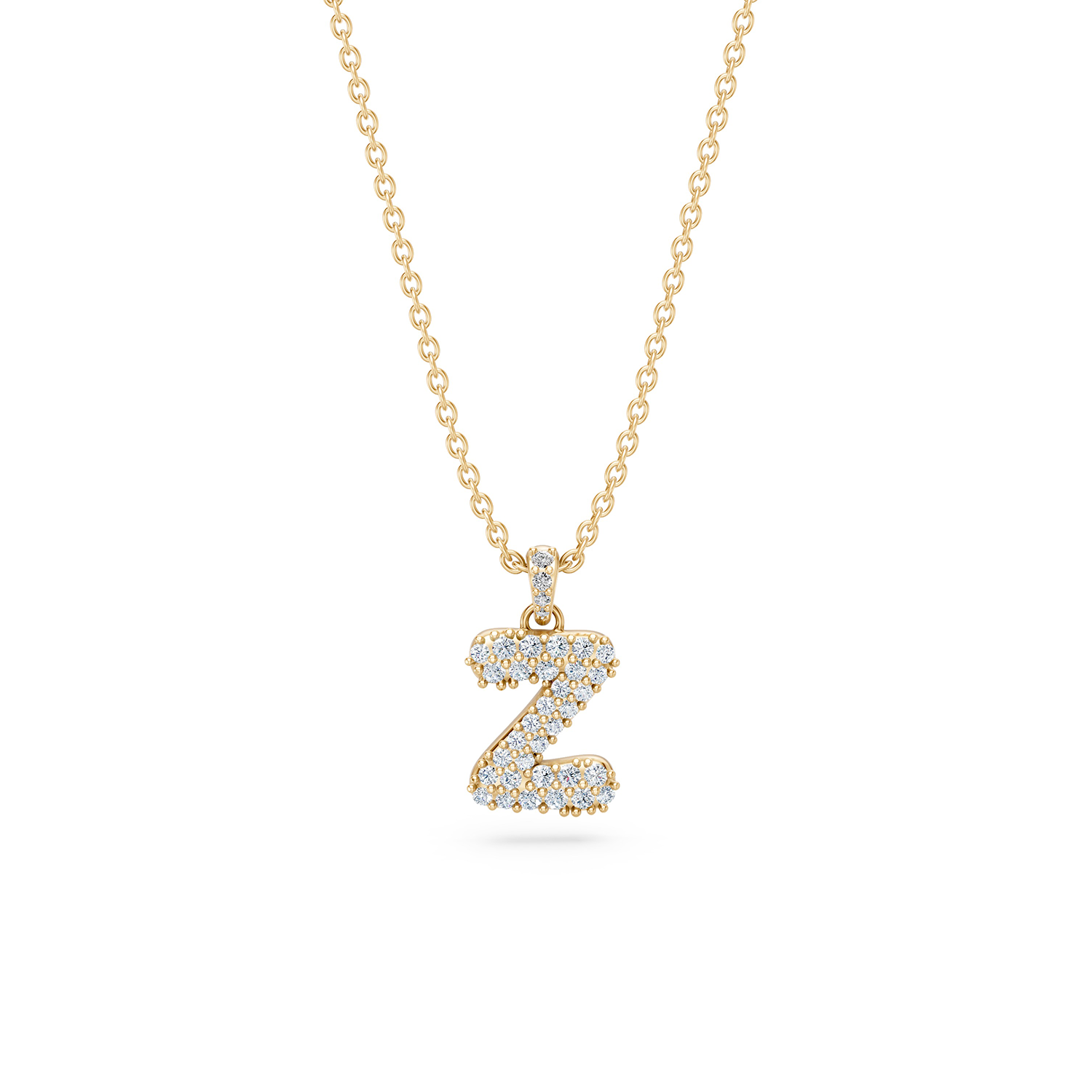 14k Diamond Bubble Letter Necklace