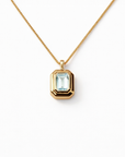 14k Mini Aquamarine Bezel Necklace