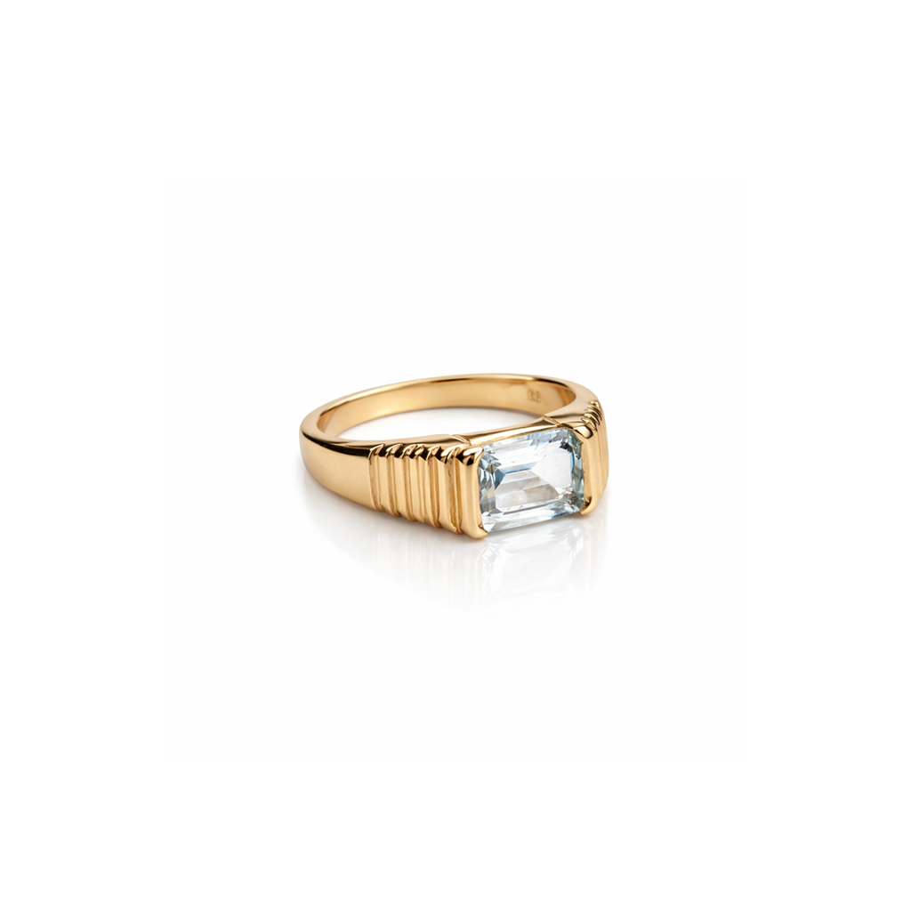 14k Aquamarine Pyramid Ring