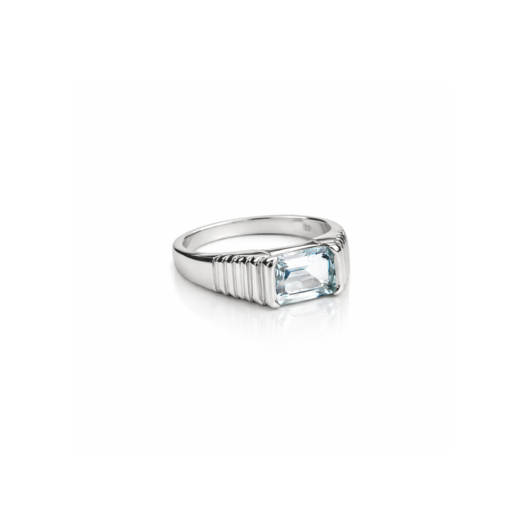 14k Aquamarine Pyramid Ring