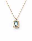 14k Mini Aquamarine Bezel Necklace
