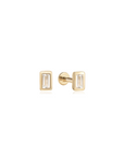 14k Baguette Flatback Studs
