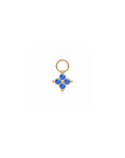 14k Blue Sapphire Flower Hoop Charm