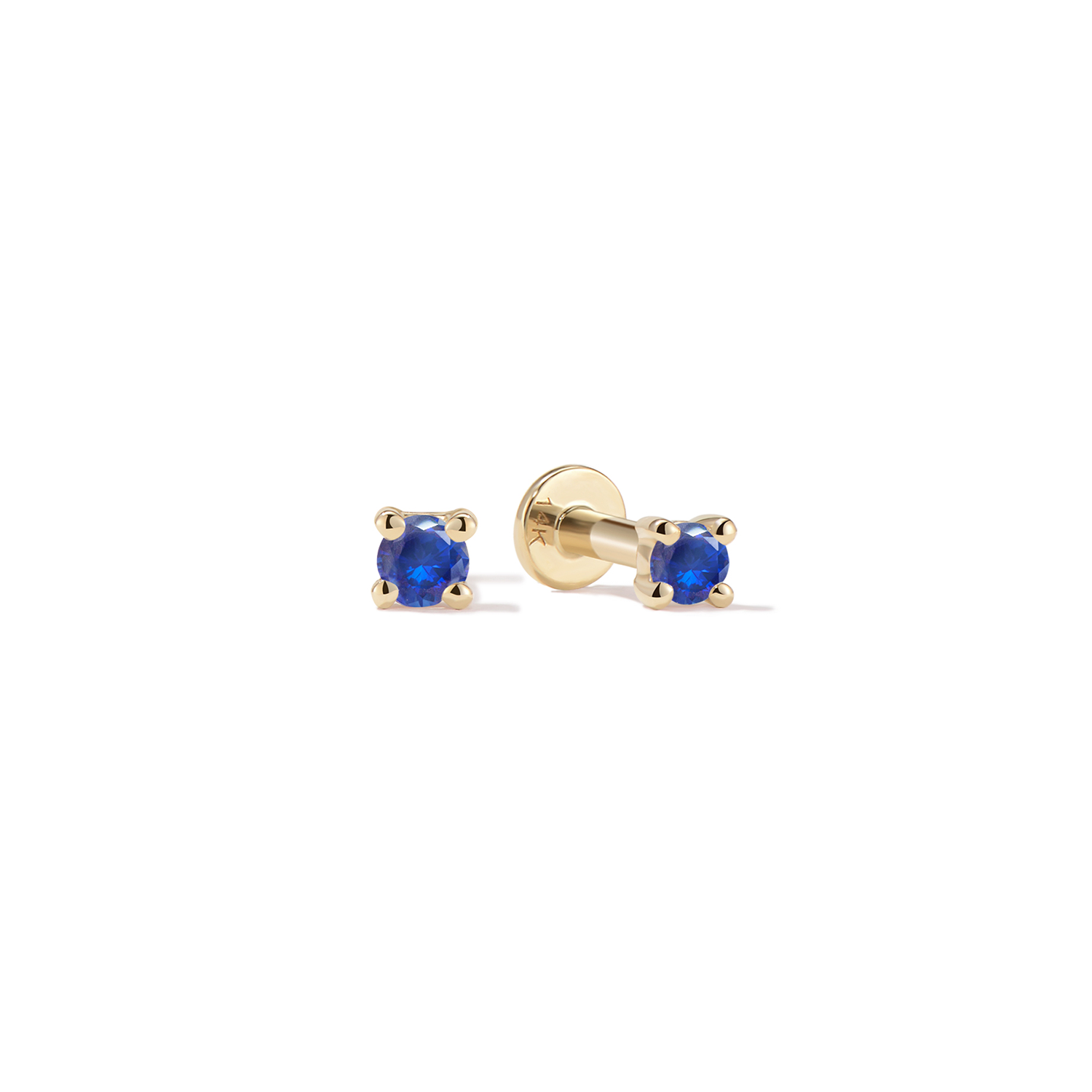 14k Little Blue Sapphire Flatback Studs