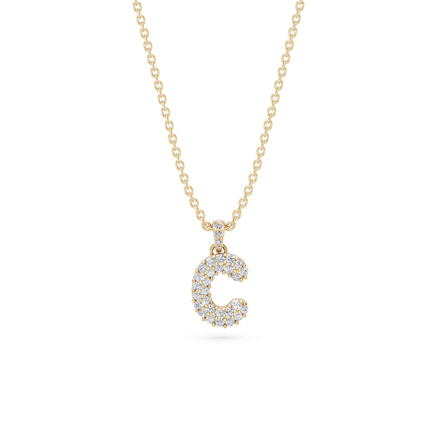 14k Diamond Bubble Letter Necklace