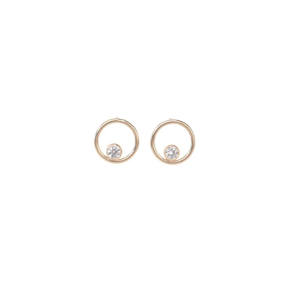 Gold Filled Circle Crystal Studs