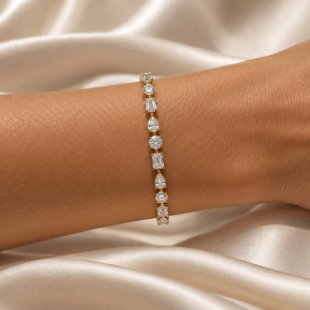 14k Elara Multi-Shape Tennis Bracelet, alternate view