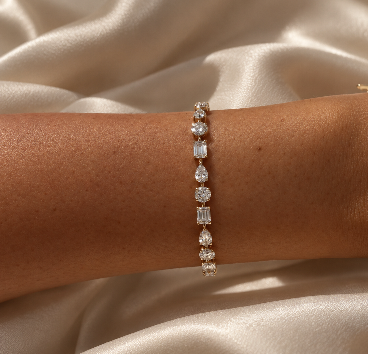 14k Elara Multi-Shape Tennis Bracelet, alternate view