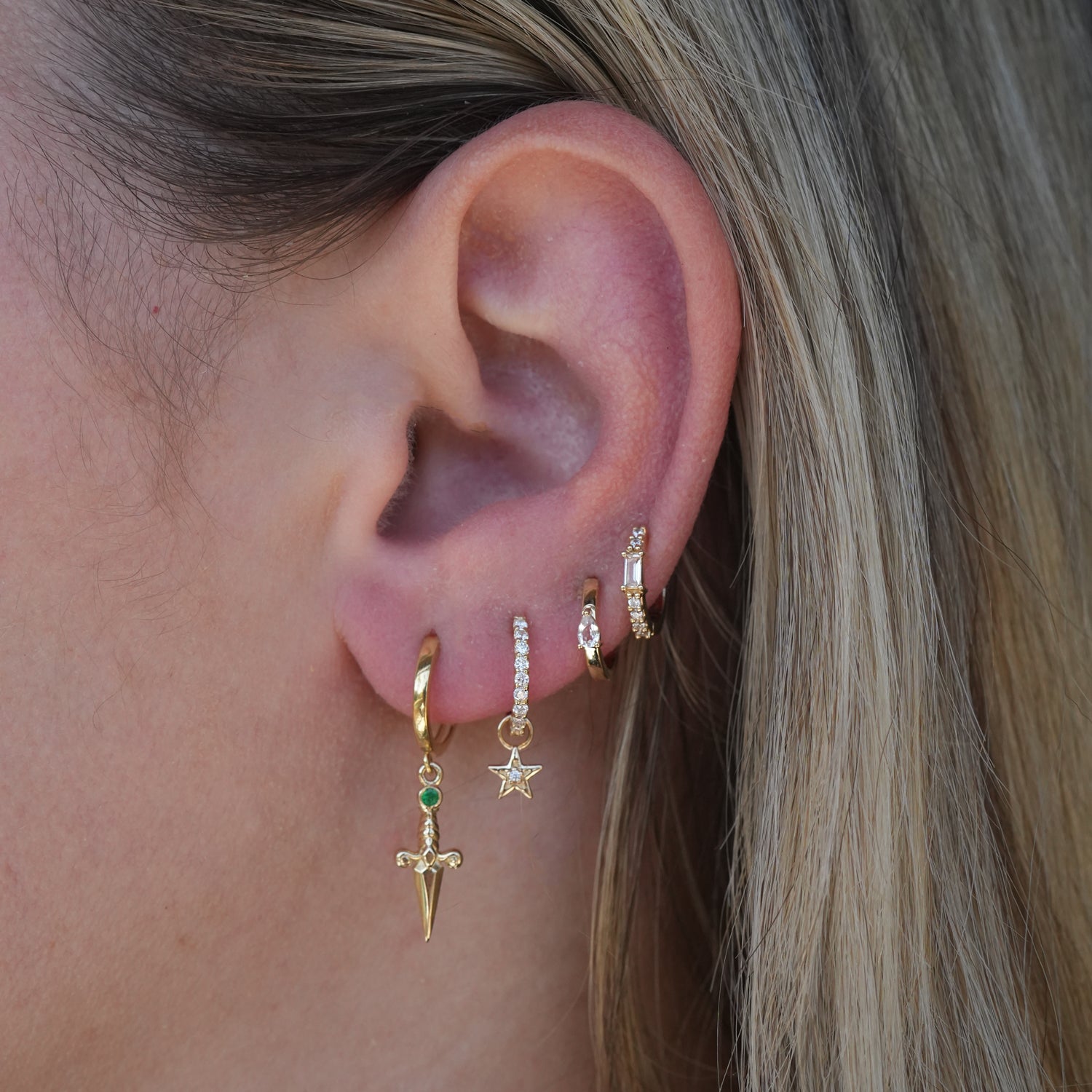 14k Dagger Hoop Charm