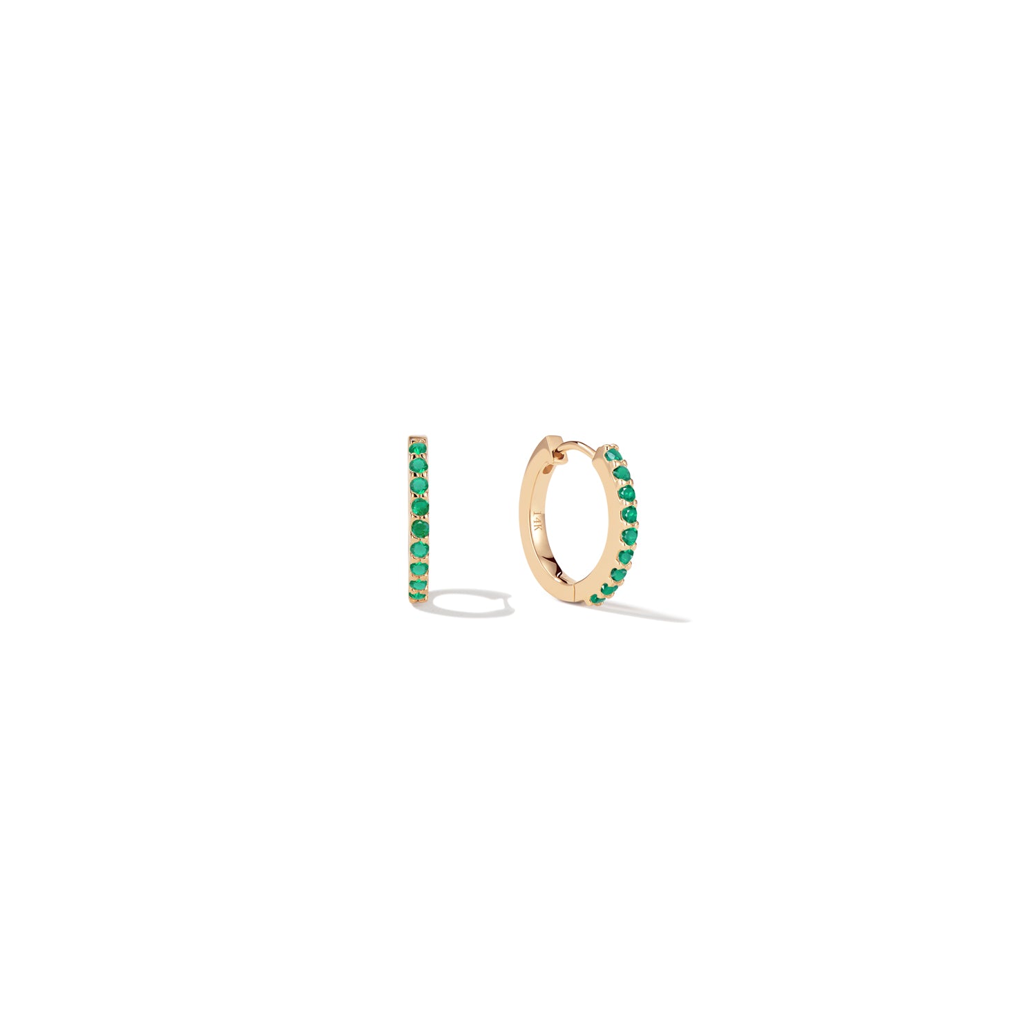 14K Lab Emerald Huggies