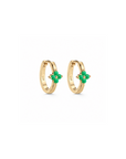 14k Emerald Flower Huggies