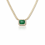 14k Emerald Halo Necklace .25 CTW